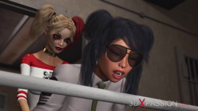 Wet Harley Quinn's sweaty trailer